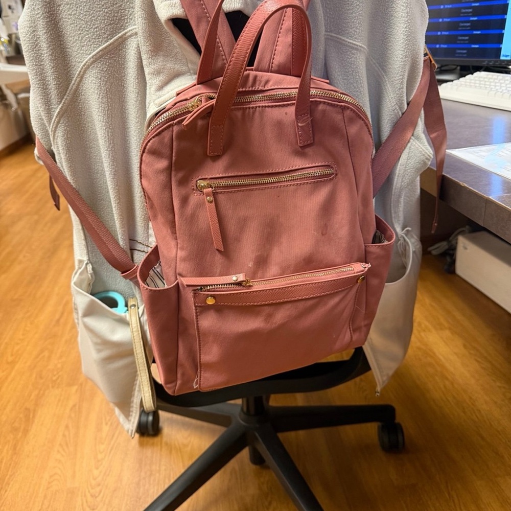 Madison West Pink Mini Backpack Travel Carry On Bag Multi Pocket